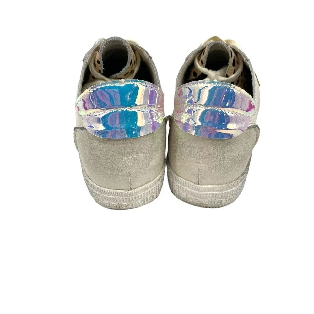 Dolce Vita Zaga Calf Hair Leopard Printed Iridescent Sneakers $127 US Size US 9